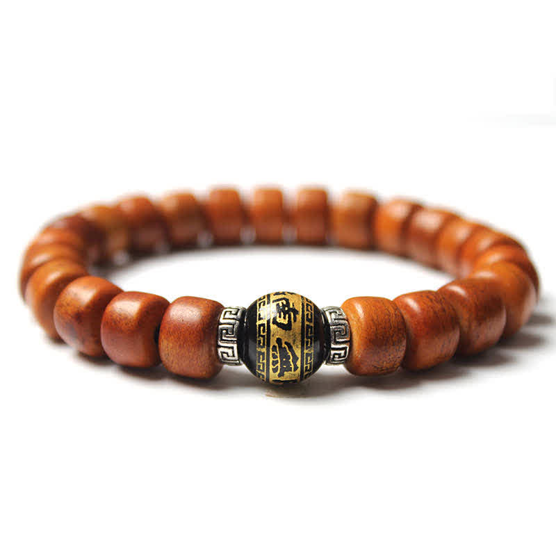 Buddha Stones Tibetan Yak Bone Om Mani Padme Hum Strength Bracelet