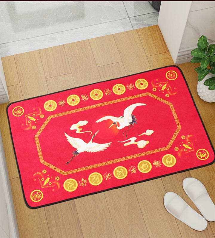 Buddha Stones Five Elements Lucky Crane Gourd Kirin Dragon Axe Nine Koi Fish Non-slip Foot Pad Doormat