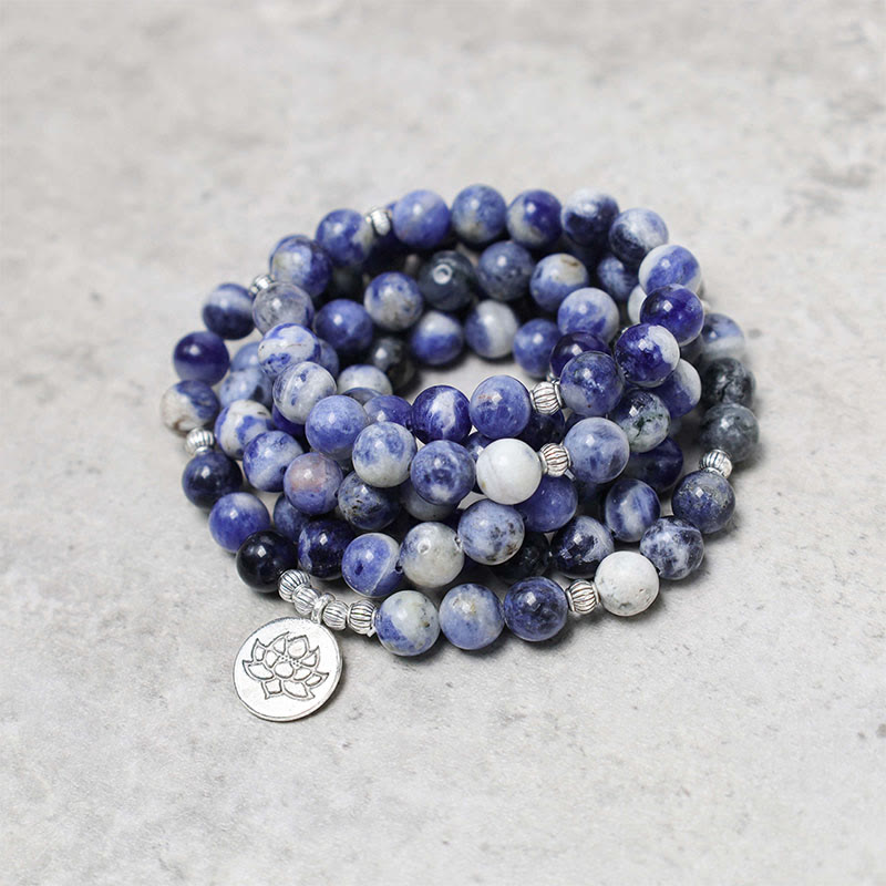 Natural Blue Aventurine Lotus Peace Necklace Bracelet