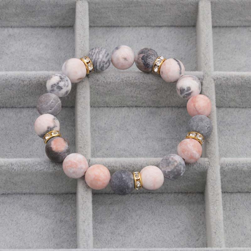 Buddha Stones Anxiety Stress Healing Crystal Zebra Jasper Bead Bracelet