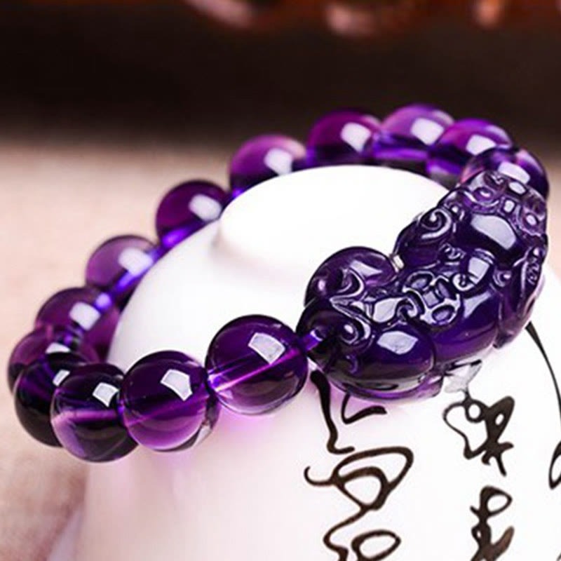 Buddha Stones Feng Shui Amethyst Fortune Wealth Bracelet