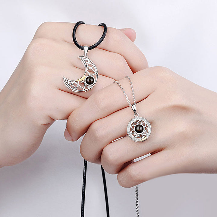 Buddha Stones Magnetic Sun Moon Couple Heart Protection Necklace Pendant