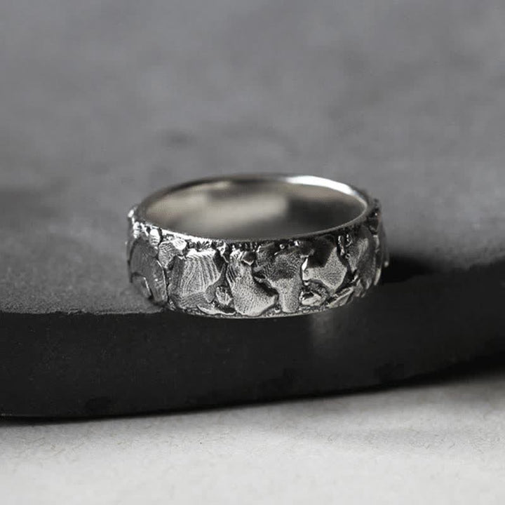 Rock Pattern Luck Blessing Copper Ring