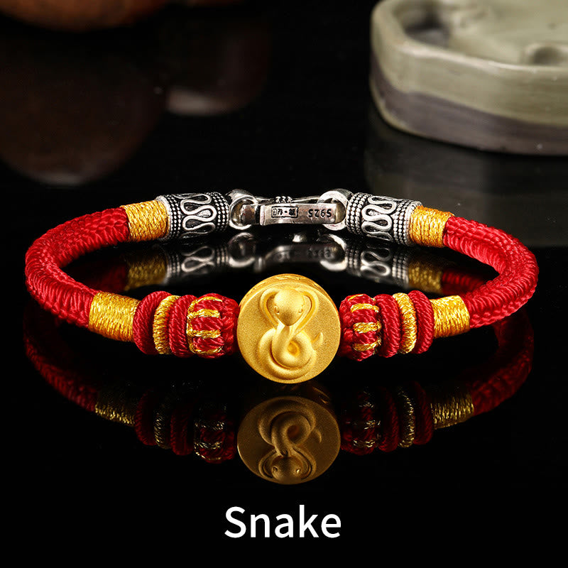 Buddha Stones 999 Gold Chinese Zodiac Auspicious Matches Om Mani Padme Hum Luck Handcrafted Bracelet