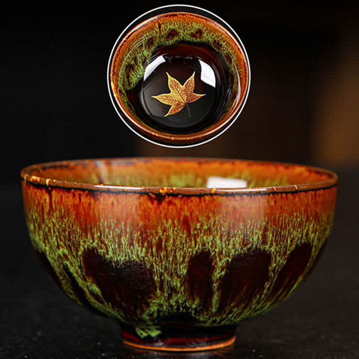 Maple Leaf Colorful Ceramic Teacup Home Tea Cups