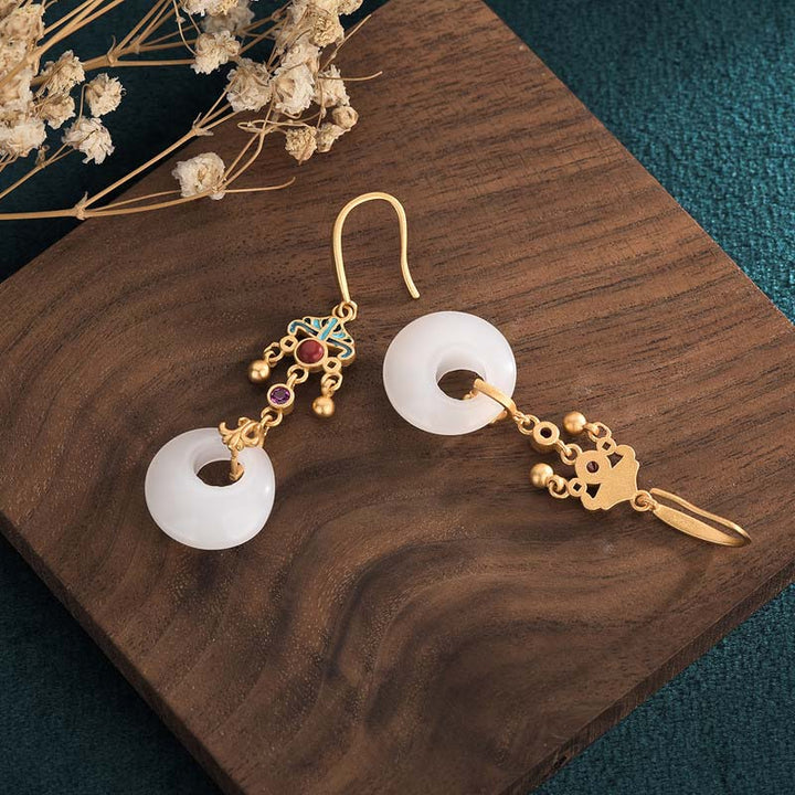 FengShui White Jade Blessing Drop Earrings (Extra 35% Off | USE CODE: FS35)