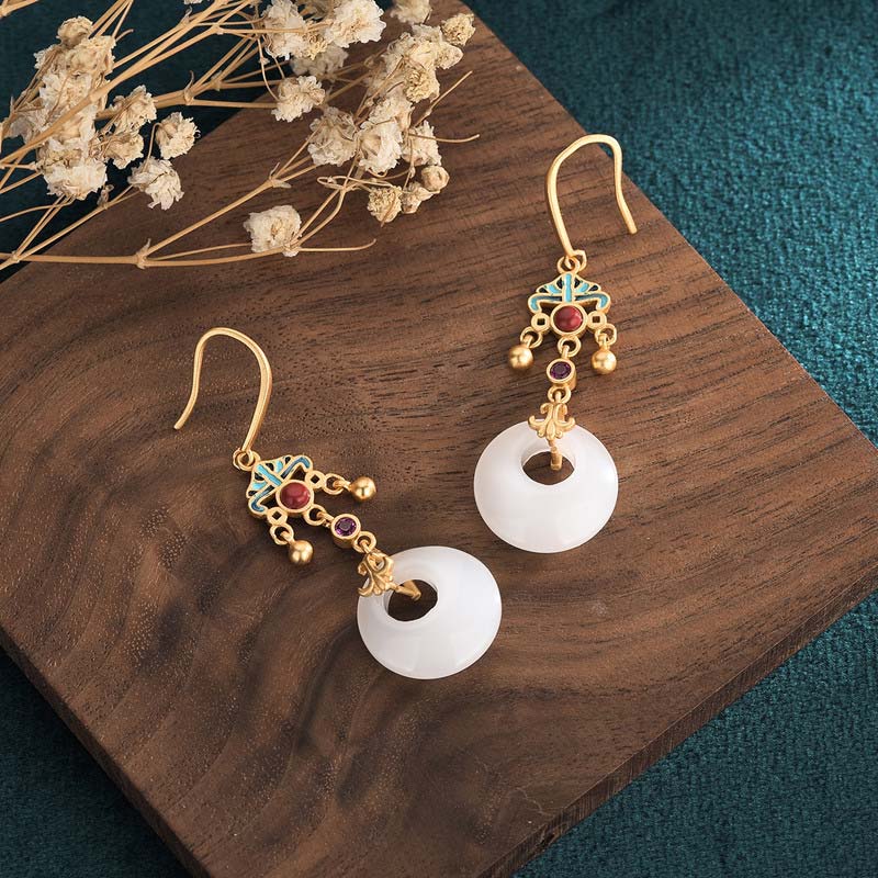 FengShui White Jade Blessing Drop Earrings (Extra 35% Off | USE CODE: FS35)