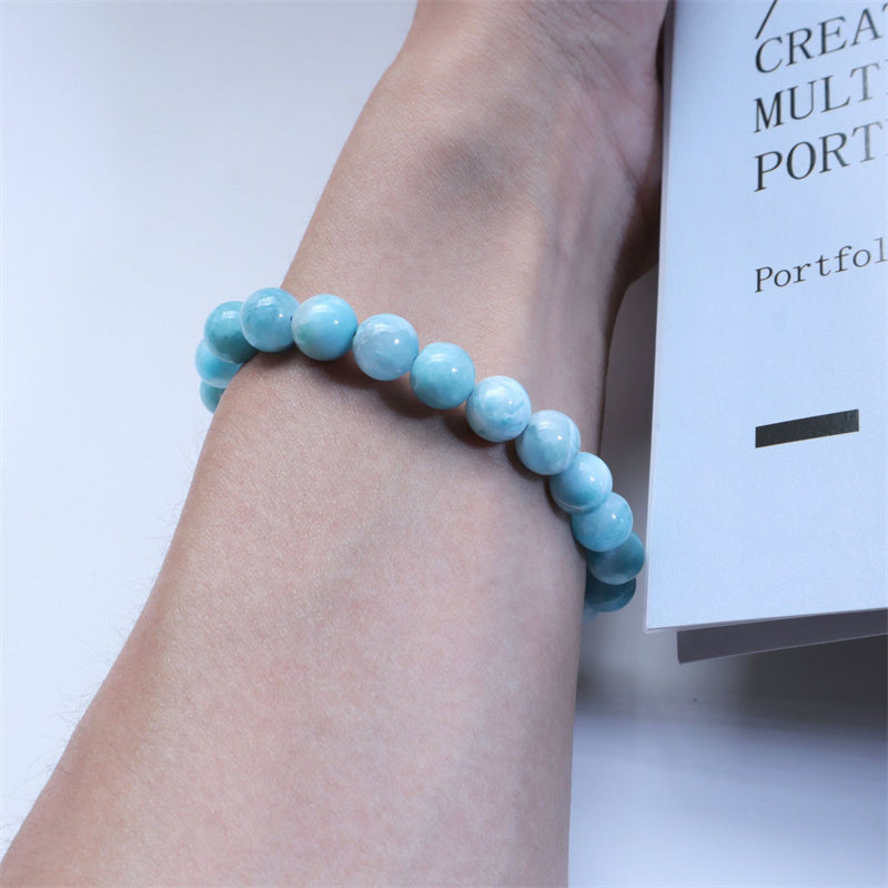 Buddha Stones Natural Larimar Wisdom Confidence Bracelet