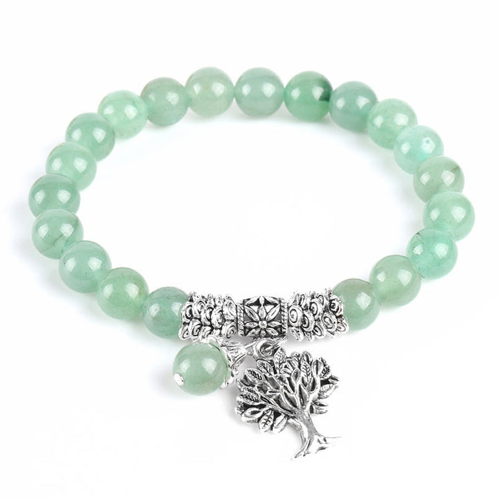 Buddha Stones Natural Gemstone Tree of Life Lucky Charm Stretch Bracelet