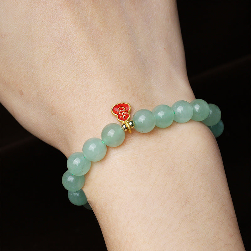 Buddha Stones Year Of The Dragon Natural Green Aventurine Lucky Gourd Bracelet