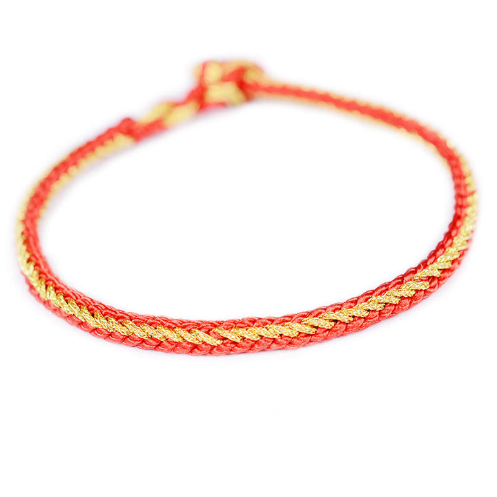 Buddha Stones Two-Color Rope Handcrafted Eight Thread Peace Knot Bracelet