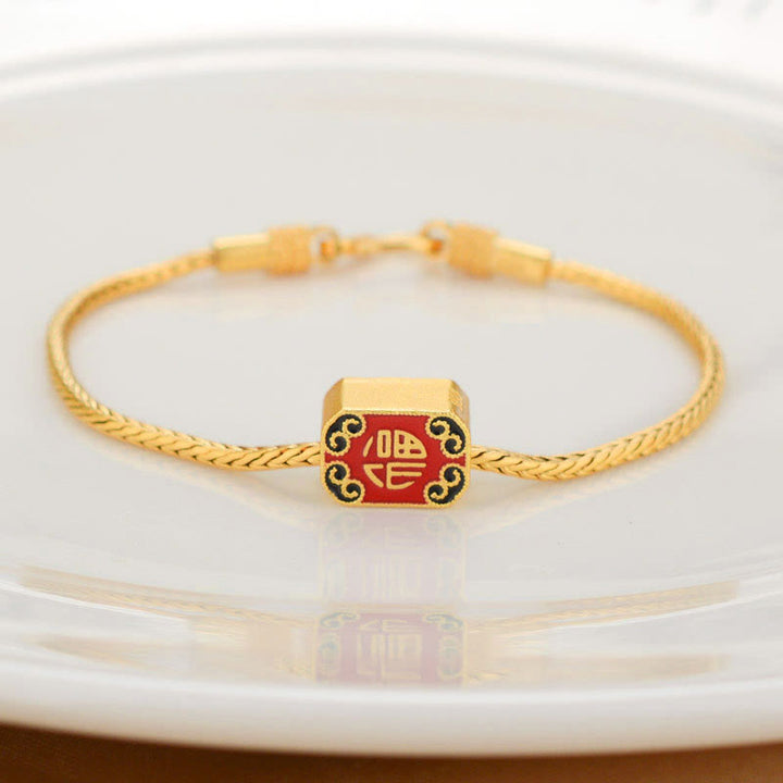 FREE Today: Love Focus Tibetan 18K Gold Om Mani Padme Hum Lucky Koi Fish Fu Character Ingot Copper Coin Bracelet