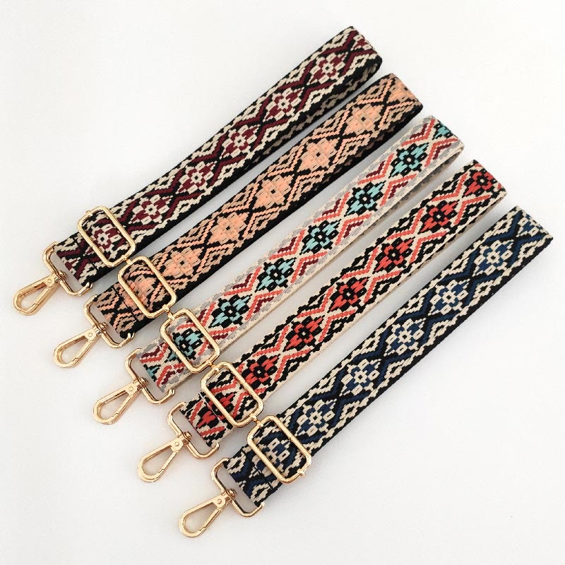 Multicolor Embroidered Shoulder Bag Straps