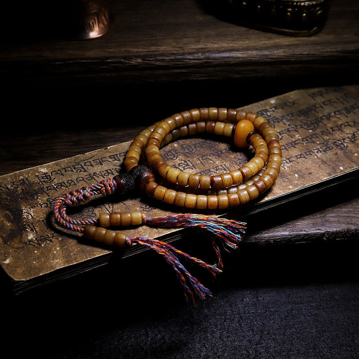 Tibet 108 Mala Beads Yak Bone Amber Balance Bracelet