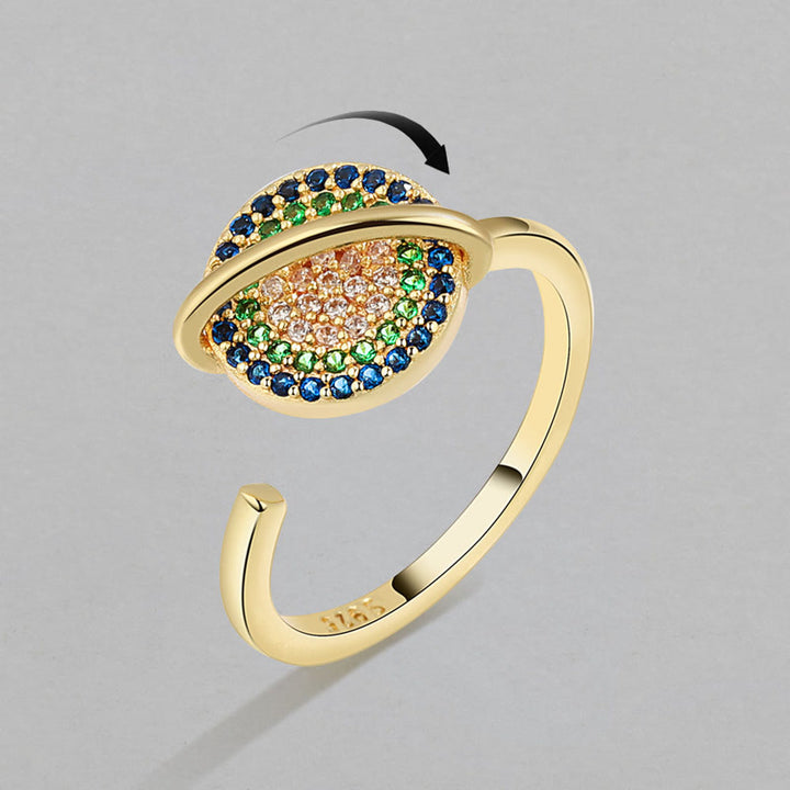 Colorful Zircon Copper Wealth Rotatable Ring