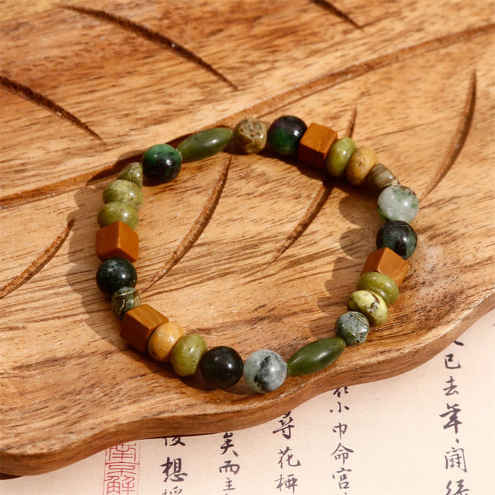 Buddha Stones Natural Stone Sea Sediment Jasper Agate Protection Bracelet