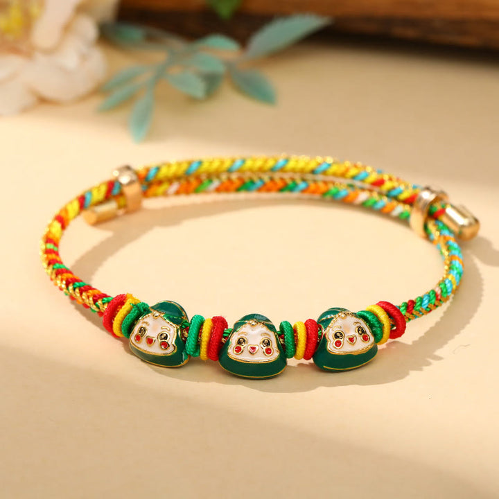 Buddha Stones Colorful Rope Zongzi Pattern Luck Handmade Child Adult Bracelet