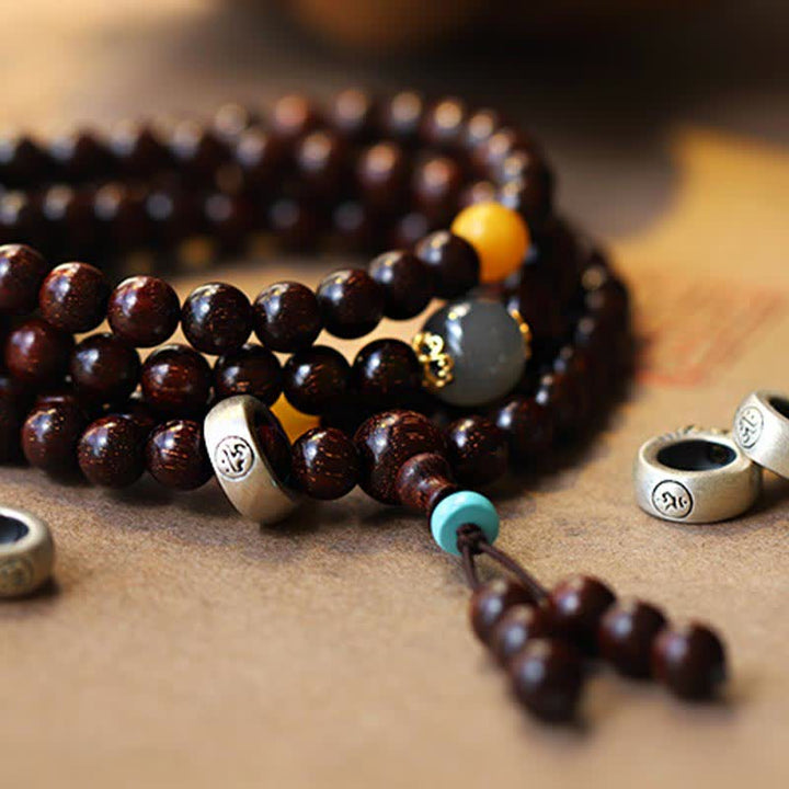 925 Sterling Silver Indian Small Leaf Red Sandalwood Hetian Gray Jade Amber Gold Star Bracelet