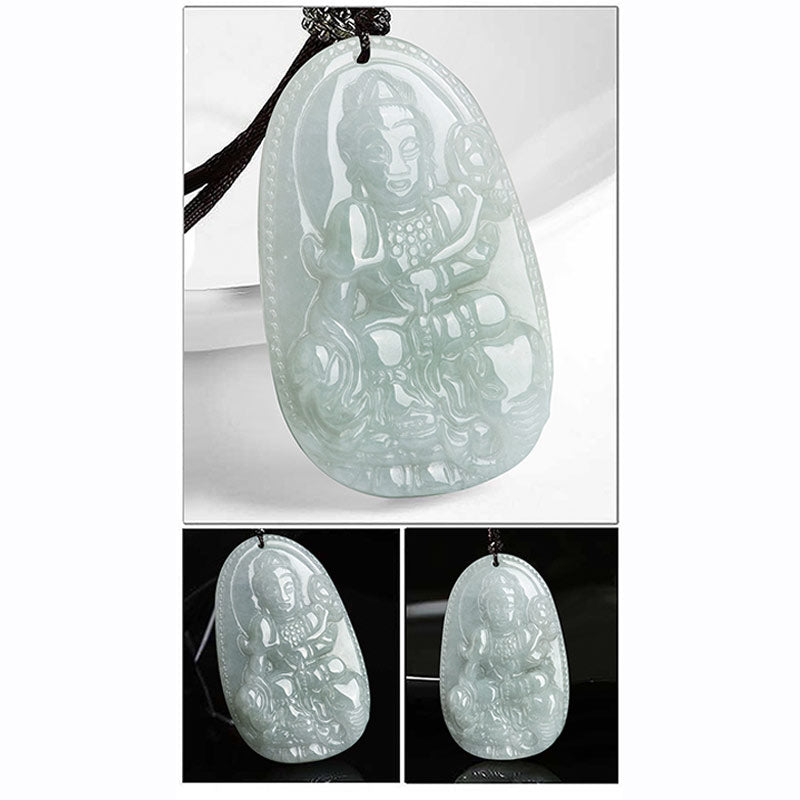 Buddha Stones Chinese Zodiac Natal Buddha Jade Wealth Prosperity Necklace Pendant