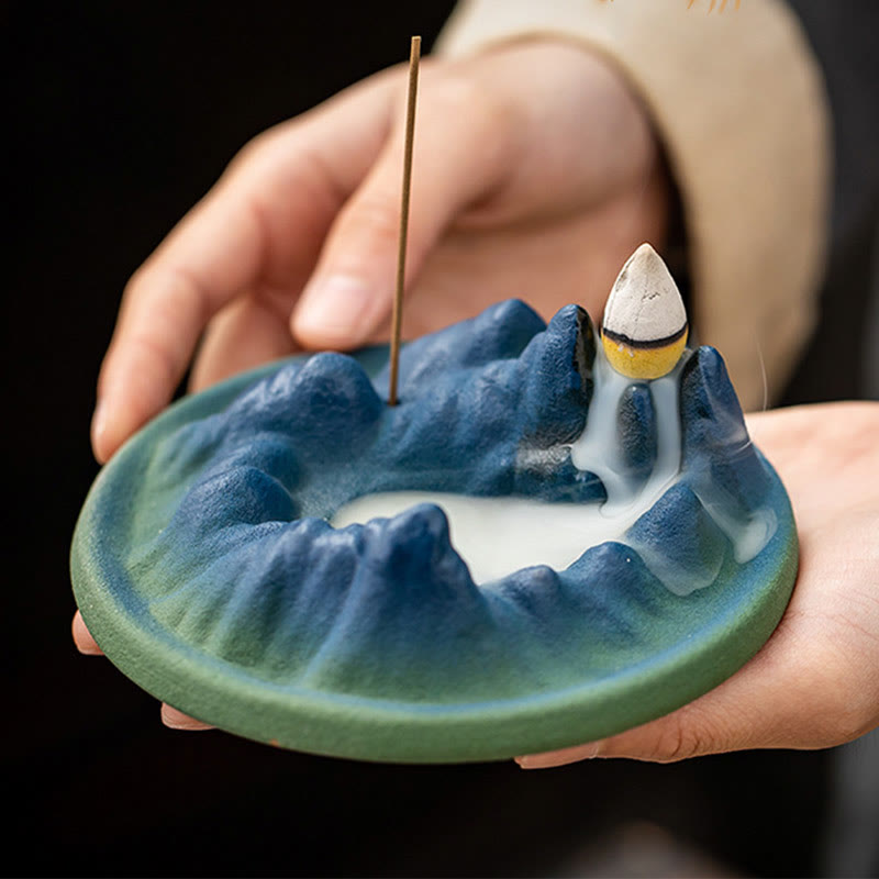 Creative Mountain River Ceramic Healing Backflow Incense Burner