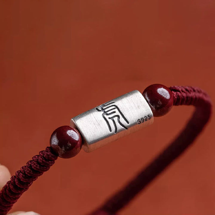 Buddha Stones 925 Sterling Silver 12 Chinese Zodiac Cinnabar String Bracelet