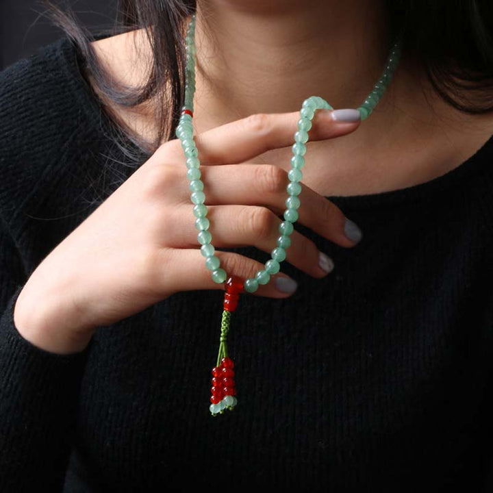 108 Beads Green Aventurine Red Agate Luck Mala Bracelet