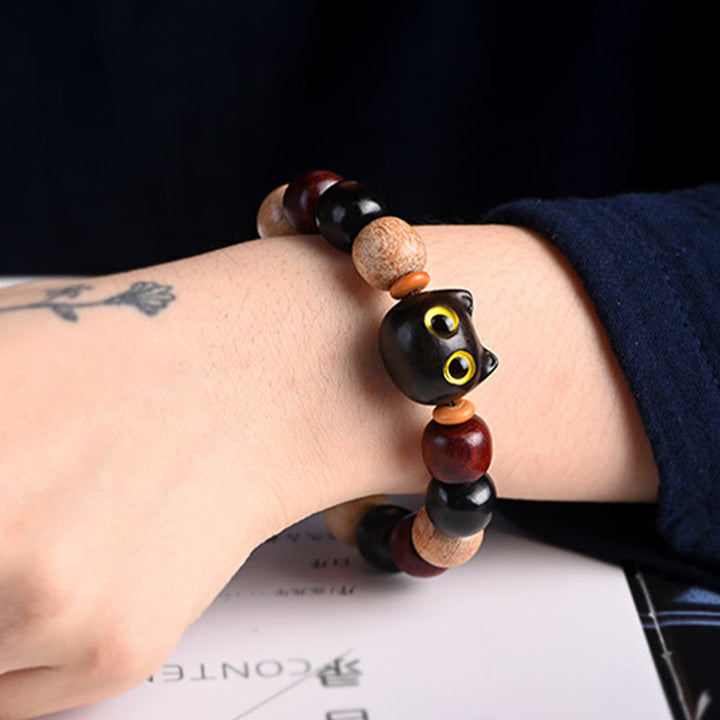 FREE Today: Release Mood Red Sandalwood Ebony Wood Cute Cat Calm Bracelet