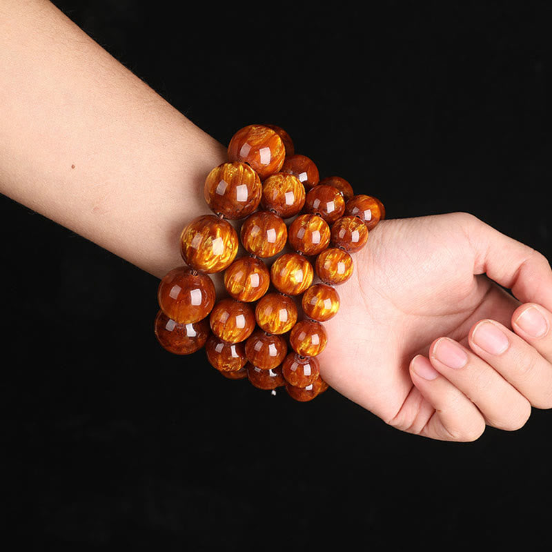 Buddha Stones Golden Sea Willow Success Positive Bracelet Mala