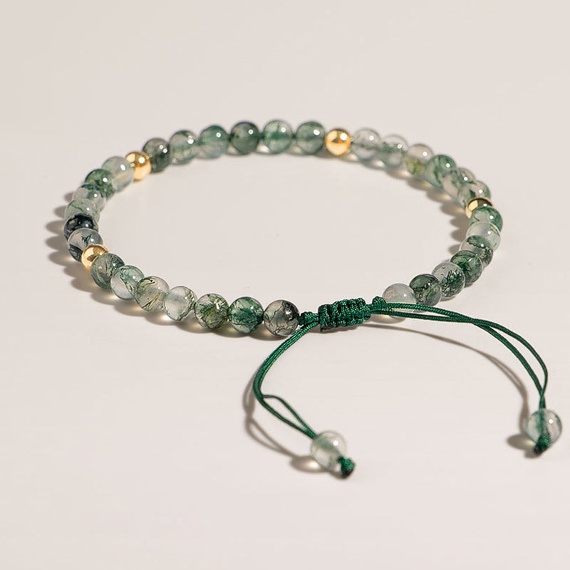 Buddha Stones Moss Agate Lucky Balance Bracelet