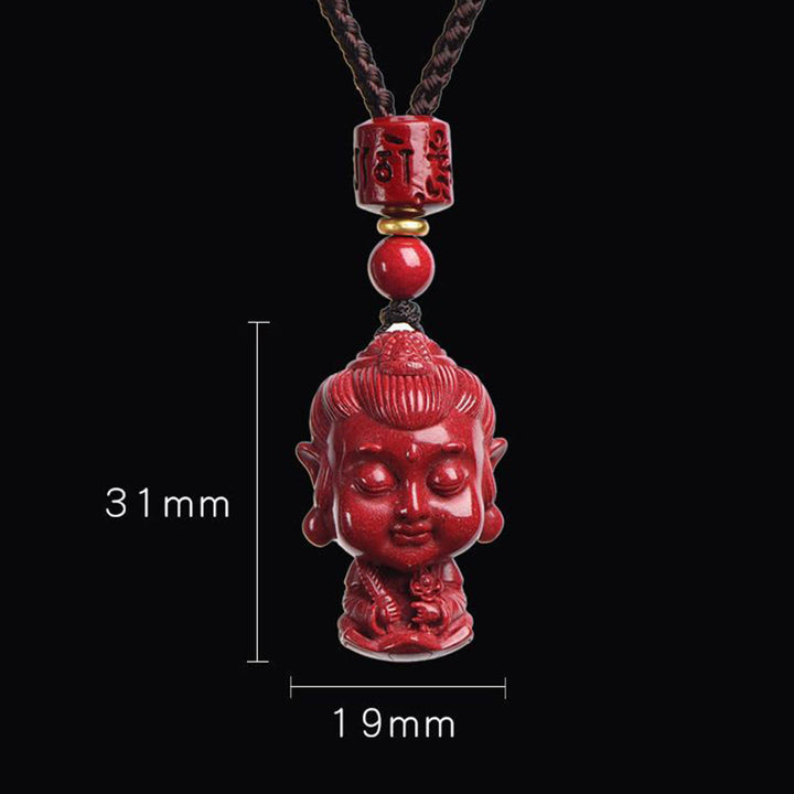 Buddha Stones Chinese Zodiac Natal Buddha Natural Cinnabar Amulet Keep Away Evil Spirits Necklace Pendant