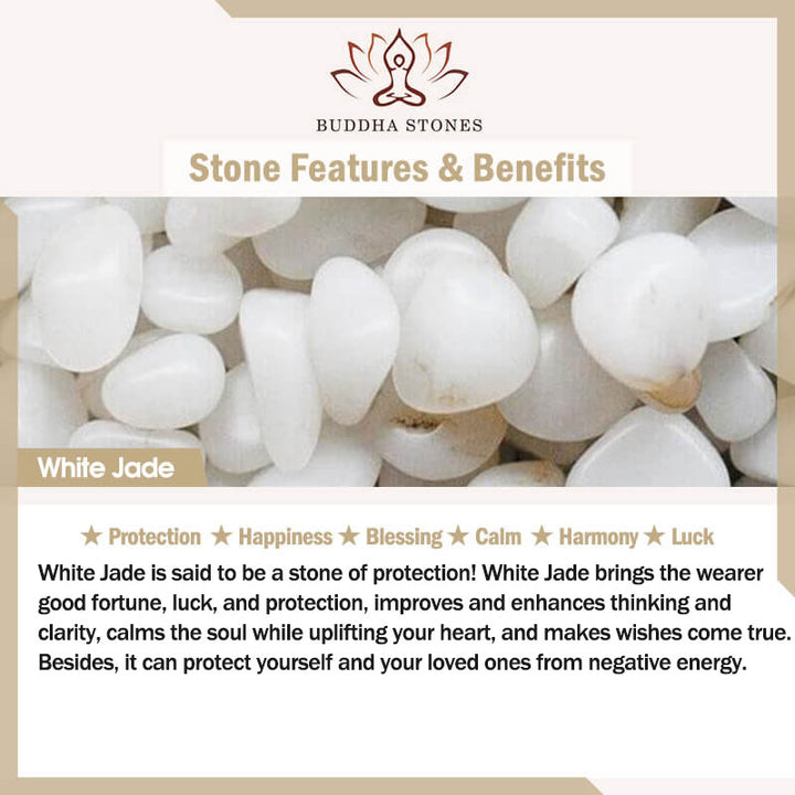 Buddha Stones White Jade Protection Harmony Drop Earrings