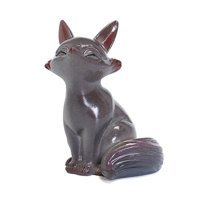 Buddha Stones Color Changing Small Cute Fox Tea Pet Resin Home Figurine Decoration