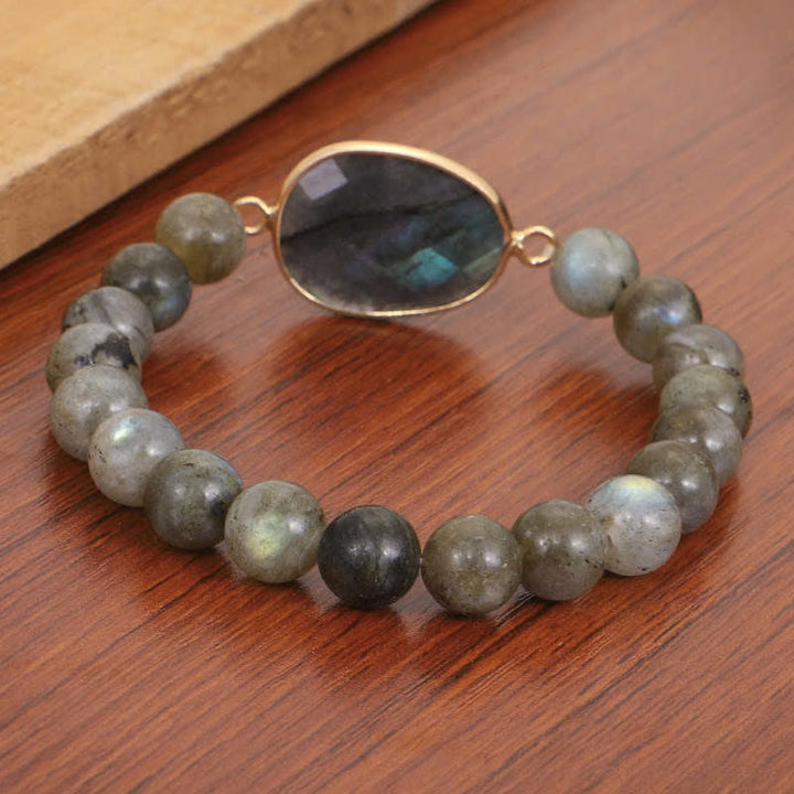 Buddha Stones Natural Labradorite Moonstone Support Healing Beaded Bracelet