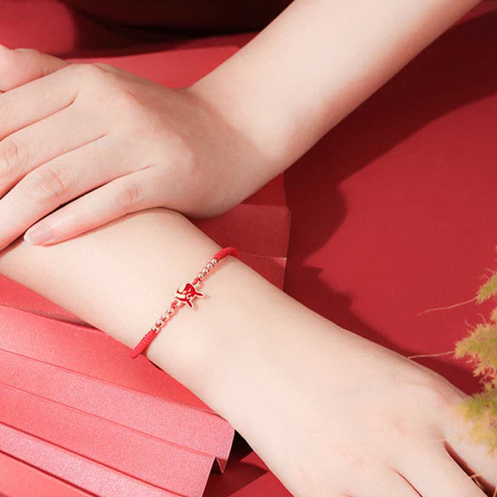 Buddha Stones 925 Sterling Silver Chinese Zodiac Luck Faith Discolor Red String Bracelet