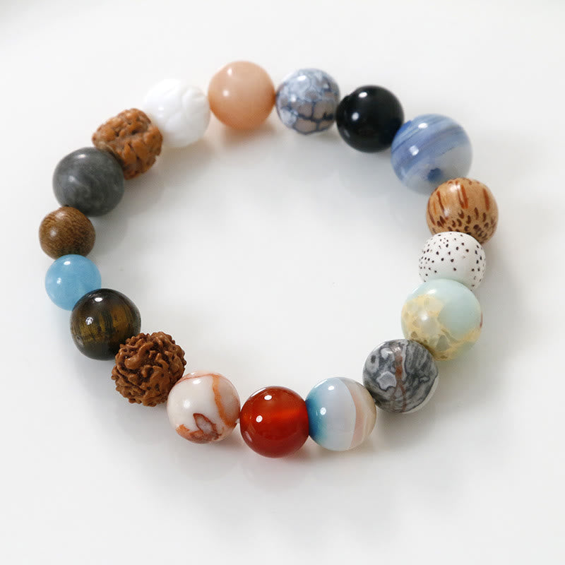 Buddha Stones Natural Bodhi Seed Crystal Stone Agate Keep Away Evil Spirits Bracelet