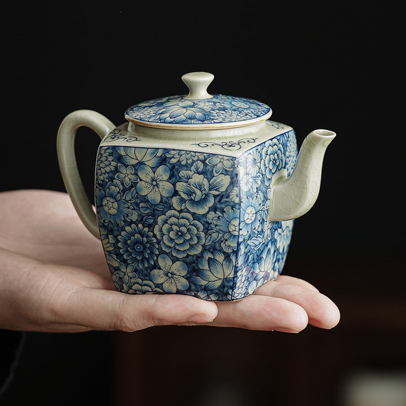 Buddha Stones Blue and White Porcelain Chinese Gongfu Tea Ceramic Kung Fu Teapot Cup Tea Filter Canister