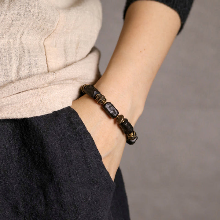 Tibetan Ebony Wood Copper Calm Peace Bracelet