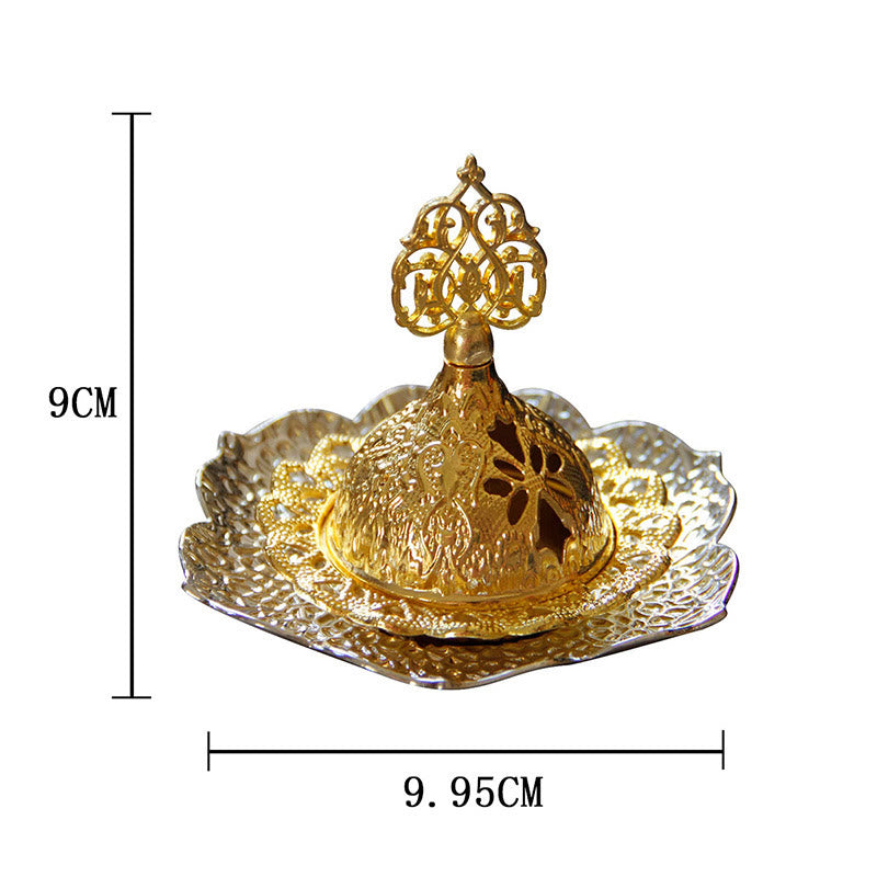 Gold Leaf Coaster Spiritual Mini Alloy Metal Incense Burner