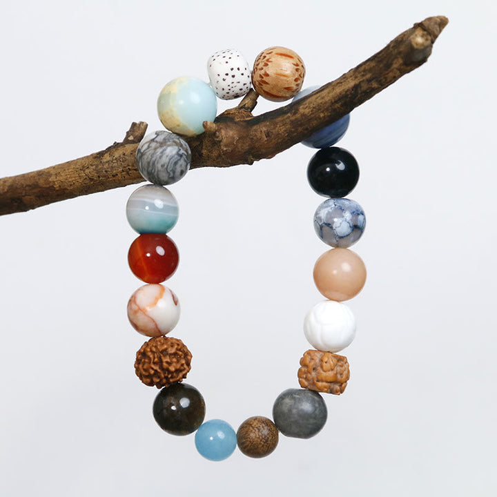 Buddha Stones Natural Bodhi Seed Crystal Stone Agate Keep Away Evil Spirits Bracelet