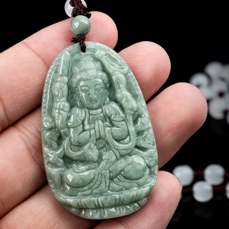 Buddha Stones Chinese Zodiac Natal Buddha Natural Jade Wealth Prosperity Necklace Pendant