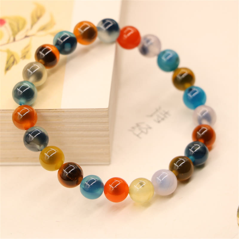 Colorful Candy Agate Healing Strength Bead Bracelet