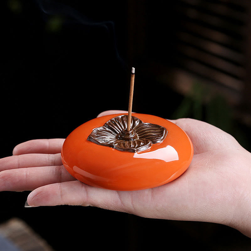 Persimmon Ceramic Meditation Healing Incense Burner Incense Holders