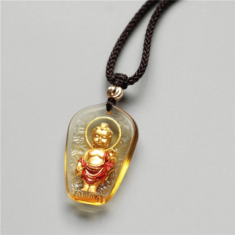 Buddha Stones Tibetan Buddha Liuli Crystal Serenity Necklace Pendant