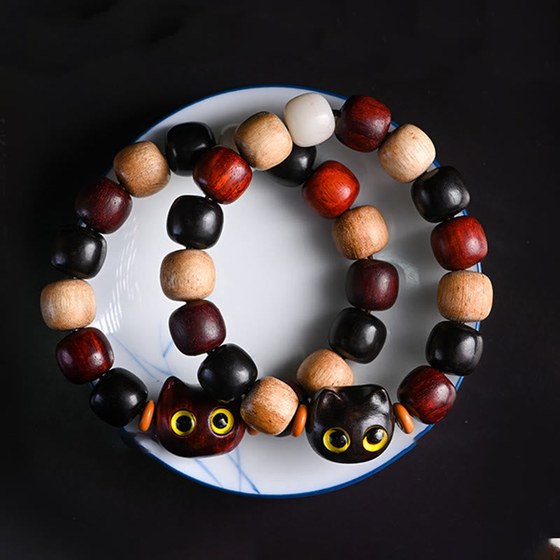 FREE Today: Release Mood Red Sandalwood Ebony Wood Cute Cat Calm Bracelet