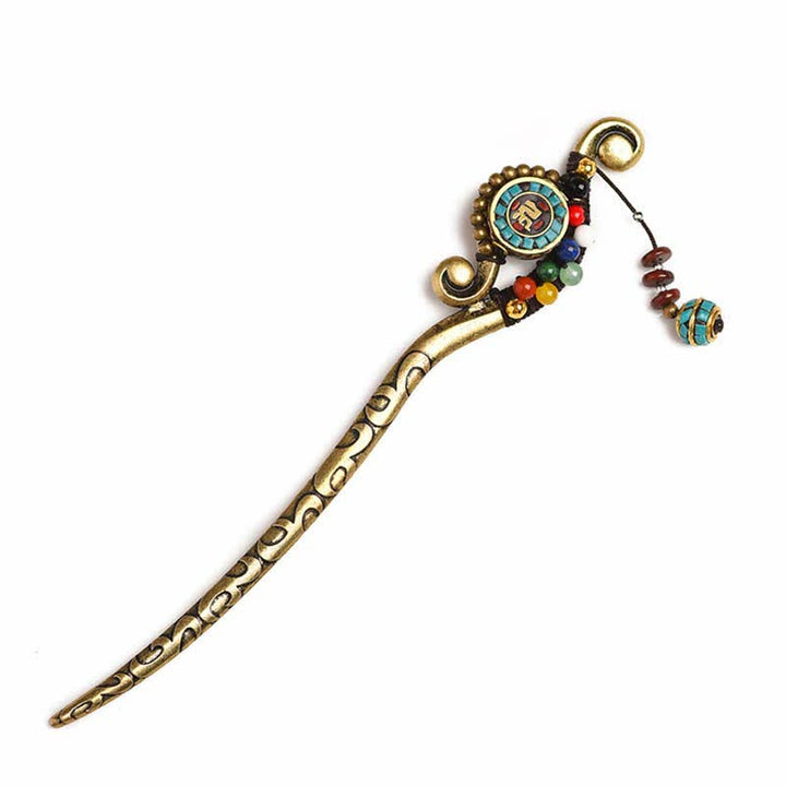 Tibetan Turquoise Agate Protection Hairpin Decorations