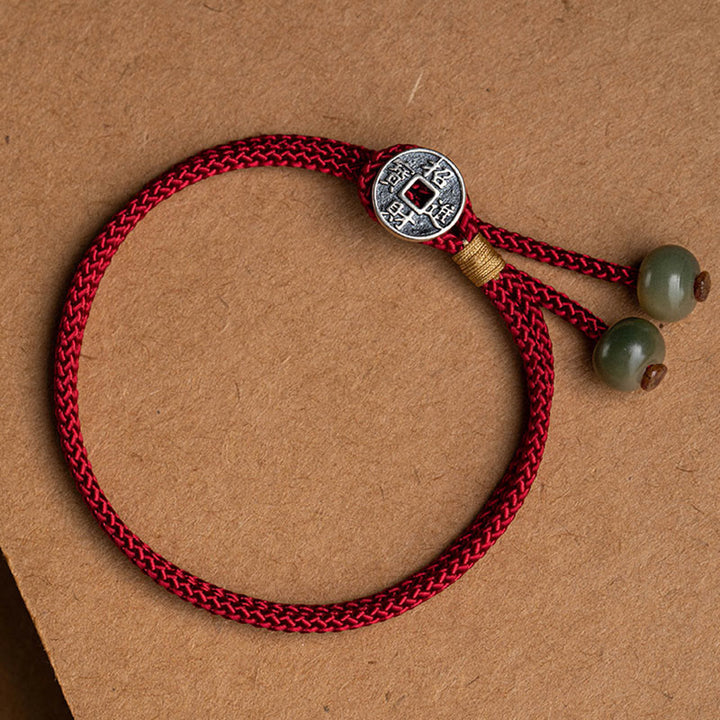 Buddha Stones 925 Sterling Silver Handmade Chinese Zodiac Natal Buddha Cyan Bodhi Seed Protection Braided Red String Bracelet