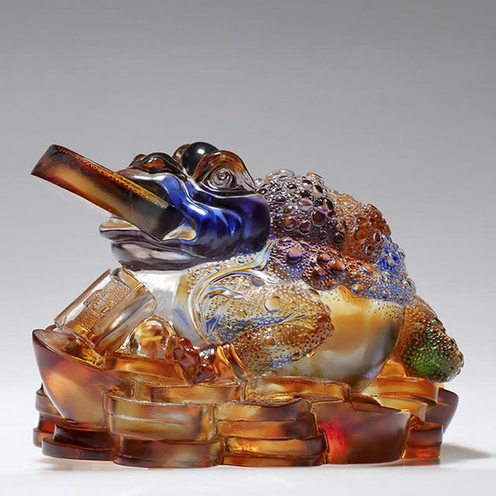 Feng Shui Frog Handmade Liuli Crystal Art Piece Wealth Home Office Decoration