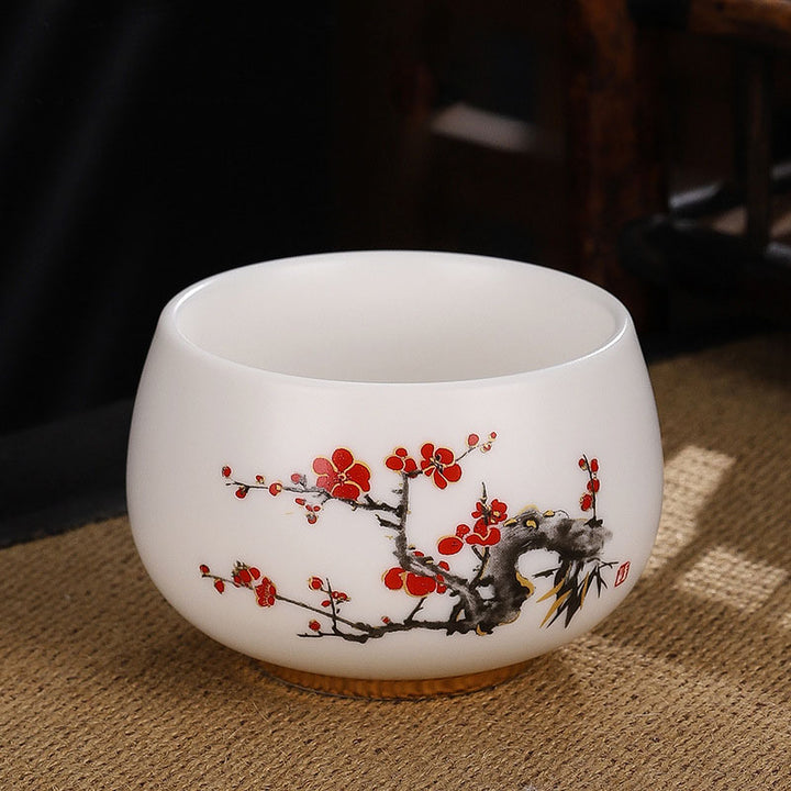 Buddha Stones Dragon Cicada Bamboo Deer Crane Lotus Plum Flower Ceramic Teacup Kung Fu Tea Cup Bowl 185ml