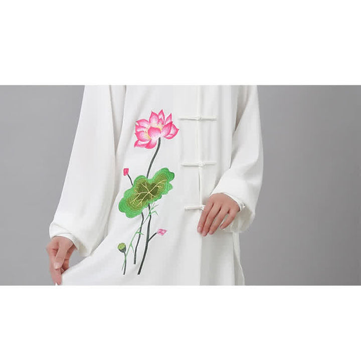 Lotus Flower Leaf Pattern Tai Chi Meditation Prayer Spiritual Zen Practice Clothing Women's Set
