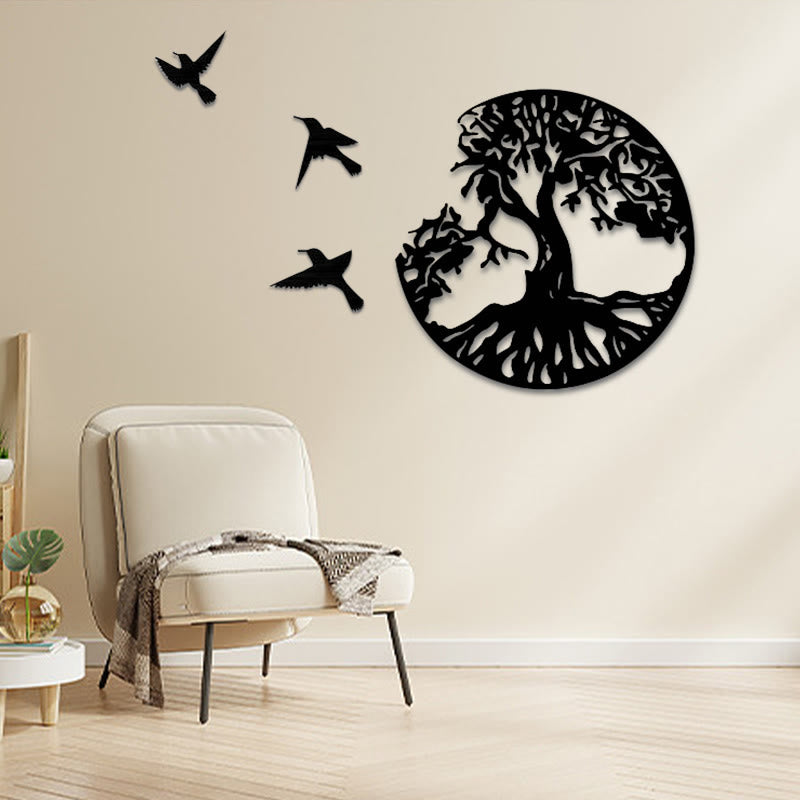 Buddha Stones Tree of Life Birds Creation Wall Art